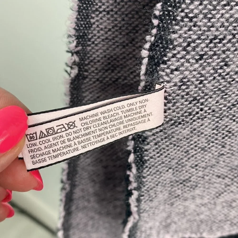 Victoria’s Secret black and pink throw blanket with fringe
